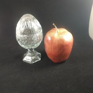 Homeco clear glass egg on a pedestal trinket box